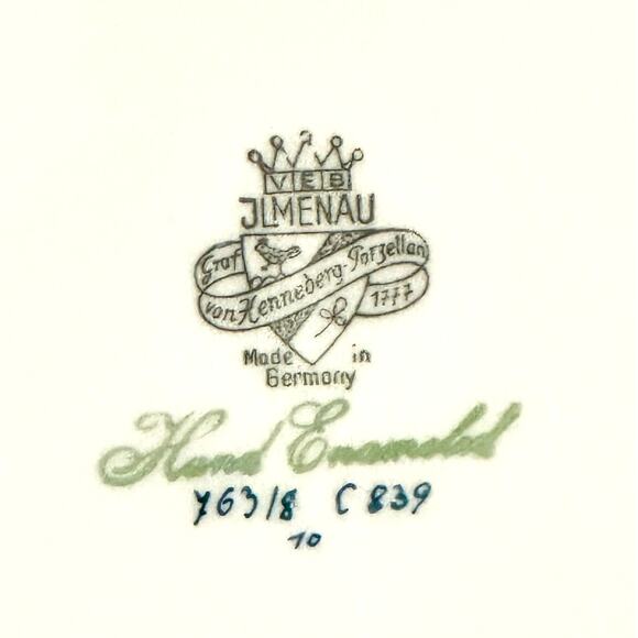 J L Menau Graf Von Henneberg Porzellan Hand Enameled Serving Charger Plate Dish - Picture 5 of 6